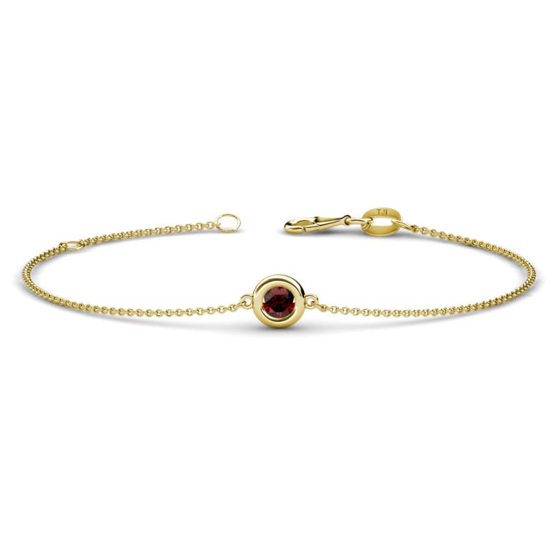 Alys (4mm) Round Red Garnet Solitaire Station Minimalist Bracelet 