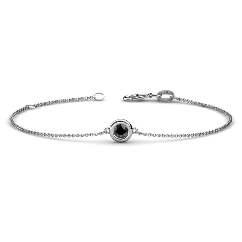 Alys (4mm) Round Black Diamond Solitaire Station Minimalist Bracelet 