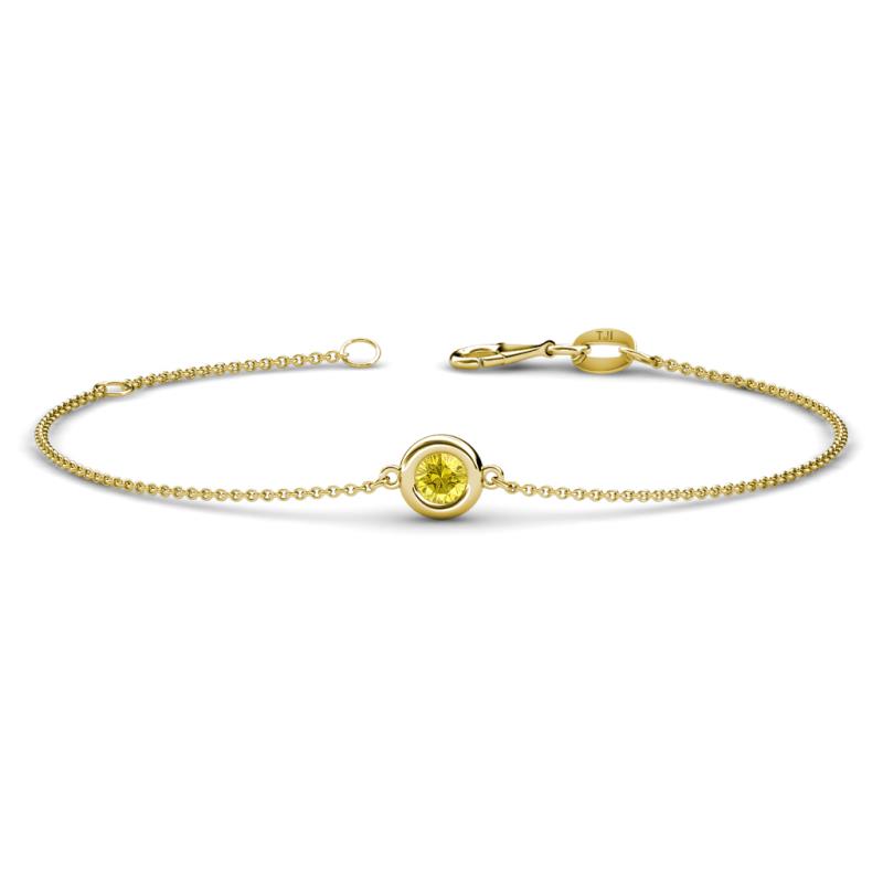 Alys (4mm) Round Yellow Sapphire Solitaire Station Minimalist Bracelet 