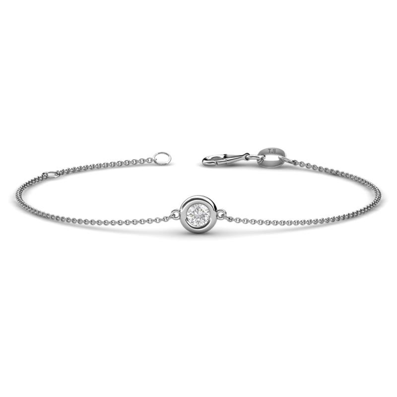 Alys (4mm) Round White Sapphire Solitaire Station Minimalist Bracelet 