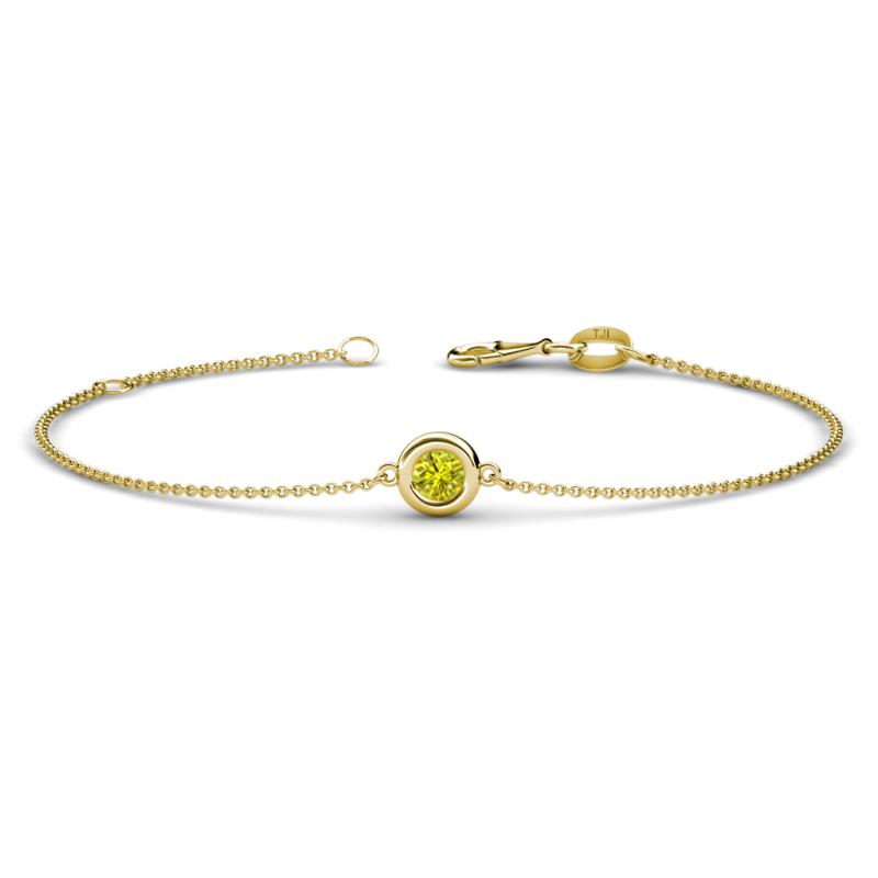 Alys (4mm) Round Yellow Diamond Solitaire Station Minimalist Bracelet 