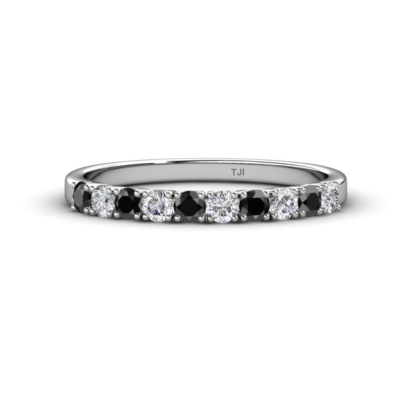 Emlynn 2.70 mm Black Diamond and White Lab Grown Diamond 10 Stone Wedding Band 