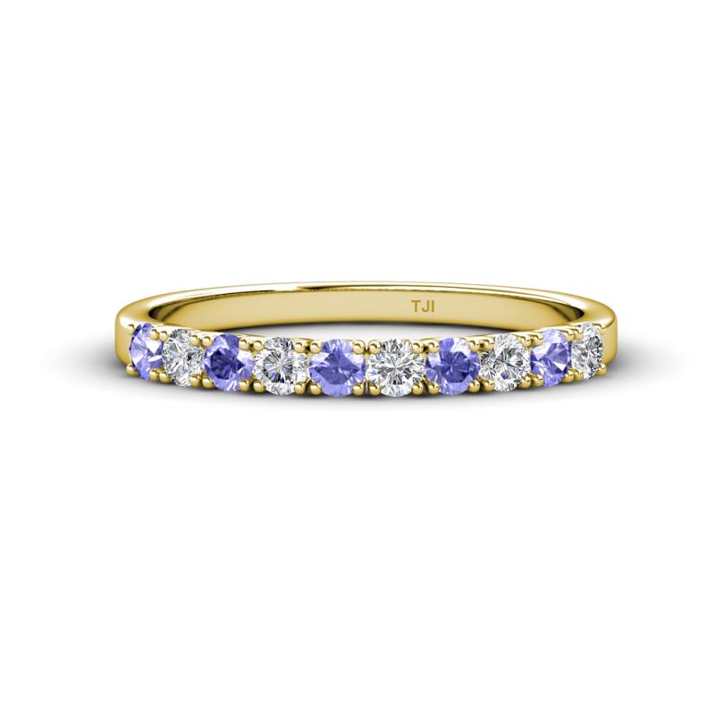 Emlynn 2.70 mm Tanzanite and Lab Grown Diamond 10 Stone Wedding Band 