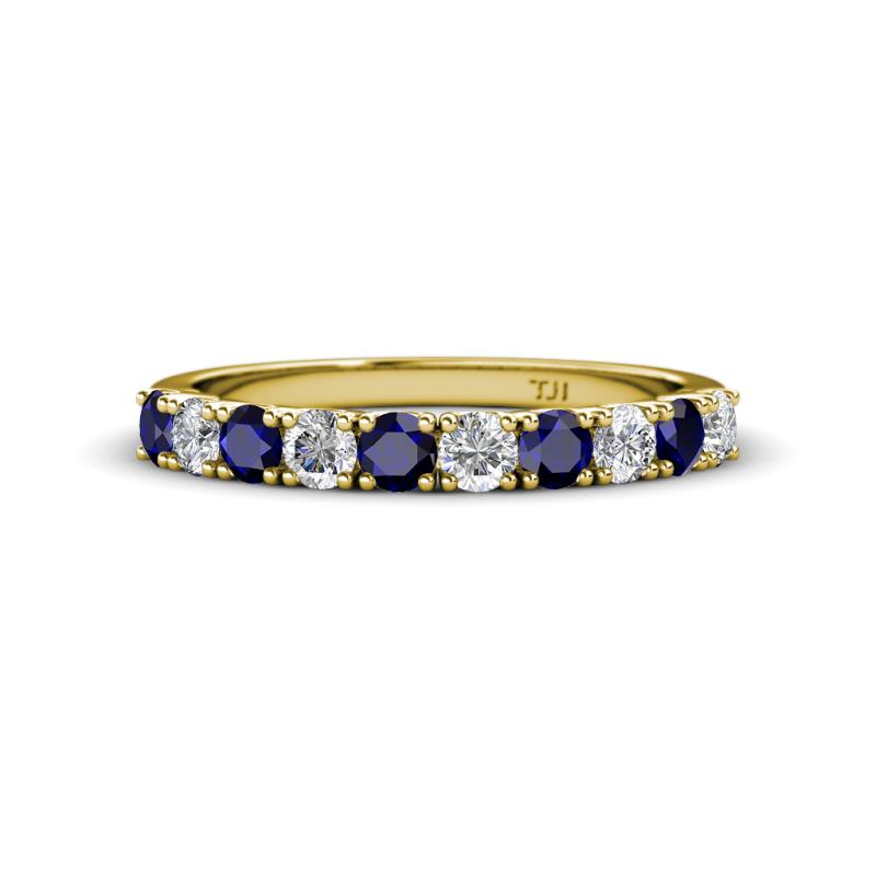 Emlynn 3.00 mm Blue Sapphire and Lab Grown Diamond 10 Stone Wedding Band 