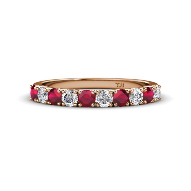 Emlynn 3.00 mm Ruby and Lab Grown Diamond 10 Stone Wedding Band 