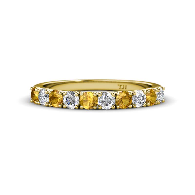Emlynn 3.00 mm Citrine and Lab Grown Diamond 10 Stone Wedding Band 