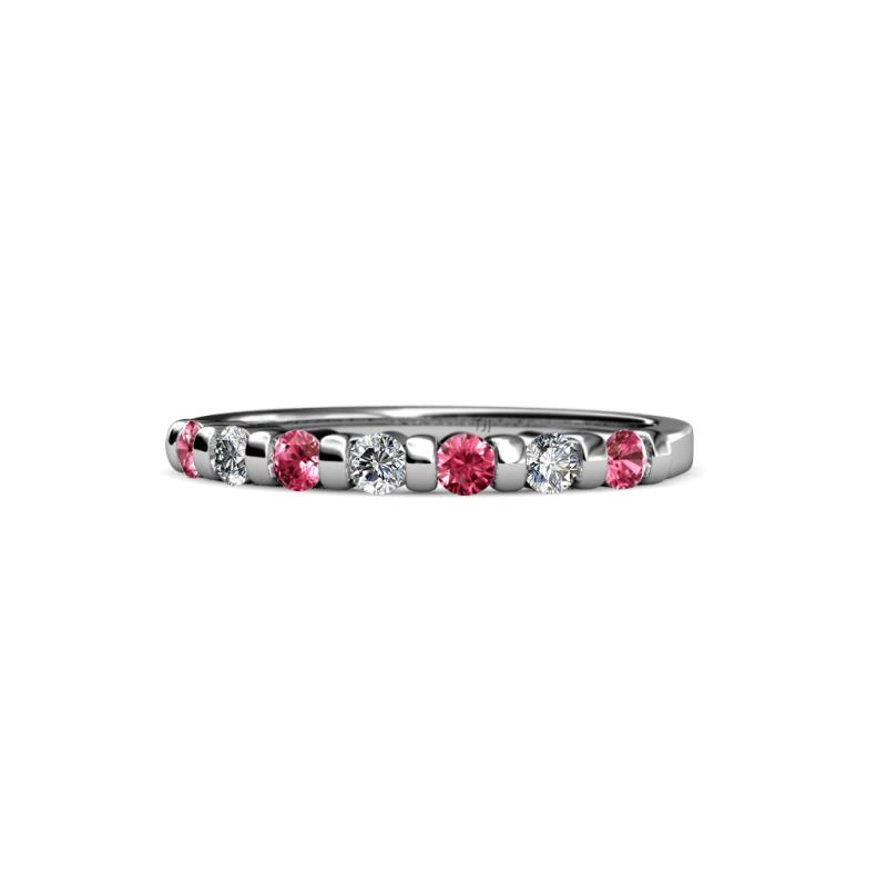 Macie 2.00 mm Pink Tourmaline and Lab Grown Diamond Wedding Band 