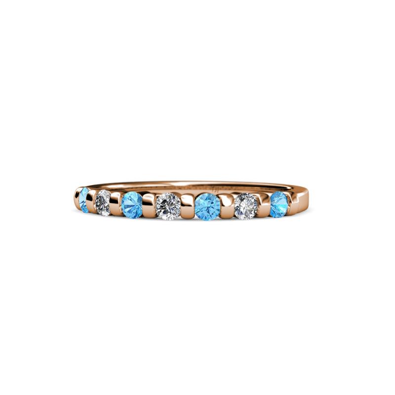Macie 2.00 mm Blue Topaz and Lab Grown Diamond Wedding Band 