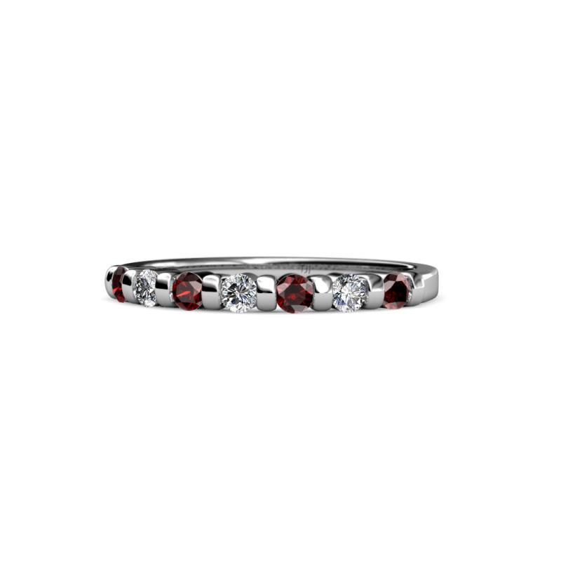 Macie 2.00 mm Red Garnet and Lab Grown Diamond Wedding Band 