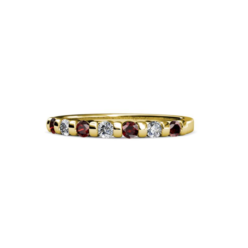 Macie 2.00 mm Red Garnet and Lab Grown Diamond Wedding Band 