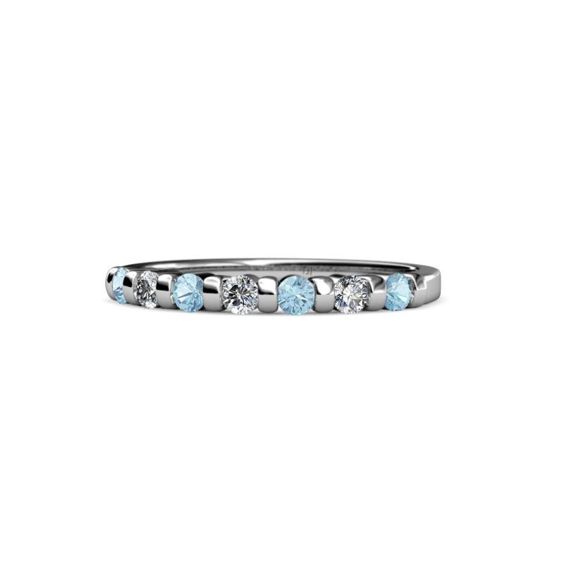 Macie 2.00 mm Aquamarine and Lab Grown Diamond Wedding Band 