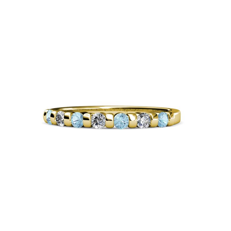 Macie 2.00 mm Aquamarine and Lab Grown Diamond Wedding Band 