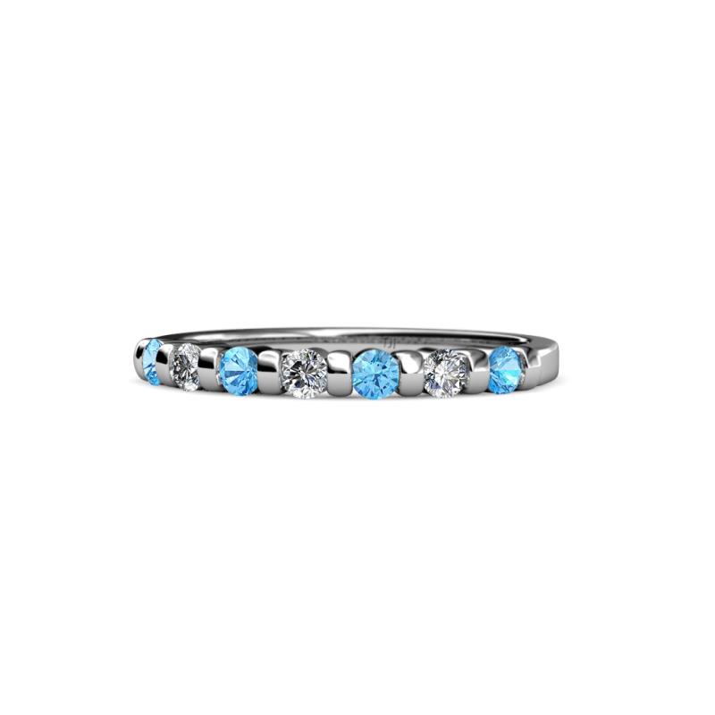 Macie 2.00 mm Blue Topaz and Lab Grown Diamond Wedding Band 