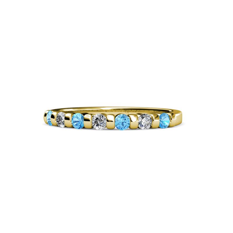 Macie 2.00 mm Blue Topaz and Lab Grown Diamond Wedding Band 
