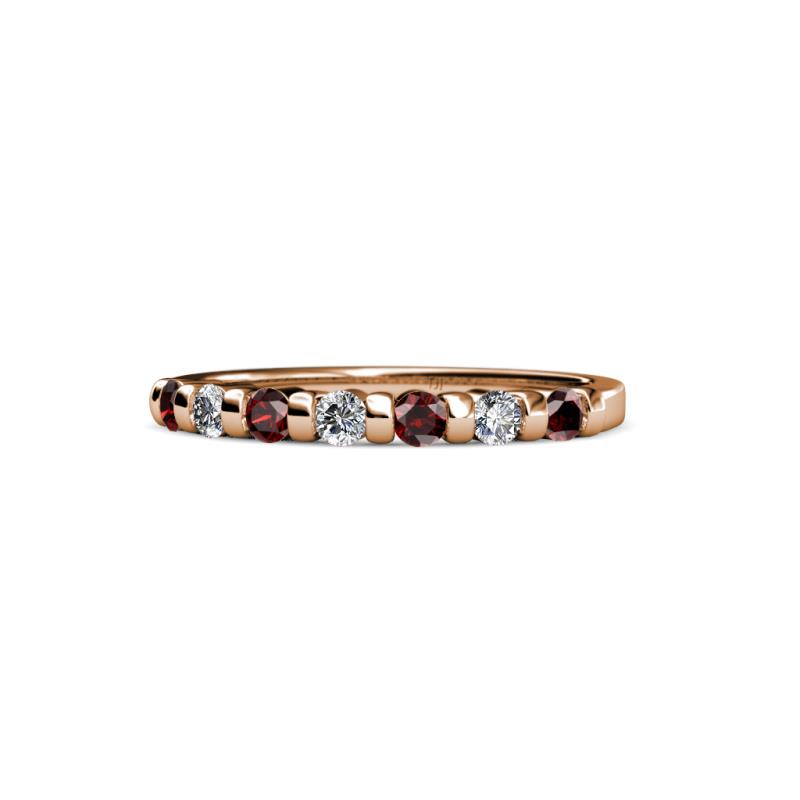 Macie 2.00 mm Red Garnet and Lab Grown Diamond Wedding Band 