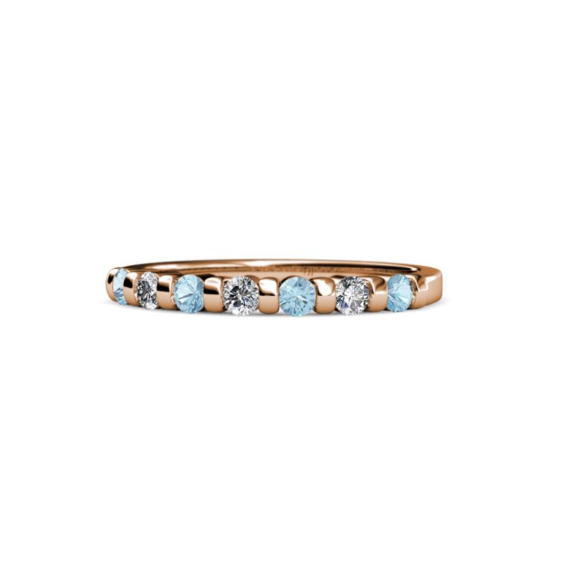 Macie 2.00 mm Aquamarine and Lab Grown Diamond Wedding Band 
