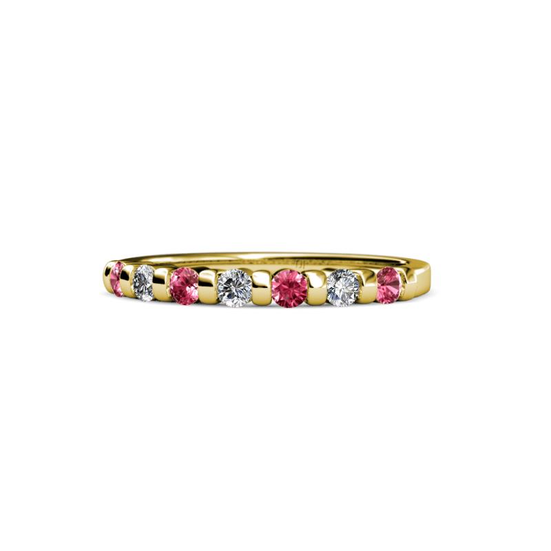 Macie 2.00 mm Pink Tourmaline and Lab Grown Diamond Wedding Band 
