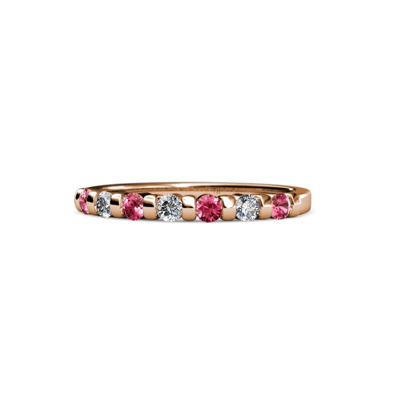 Macie 2.00 mm Pink Tourmaline and Lab Grown Diamond Wedding Band 