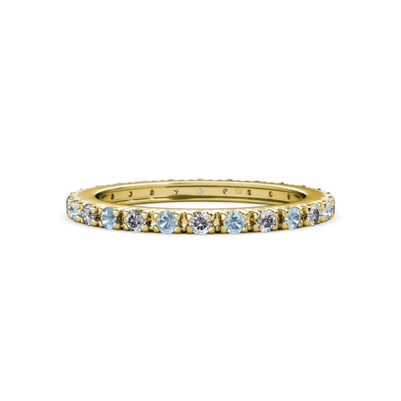 Gracie 2.00 mm Round Aquamarine and Lab Grown Diamond Eternity Band 
