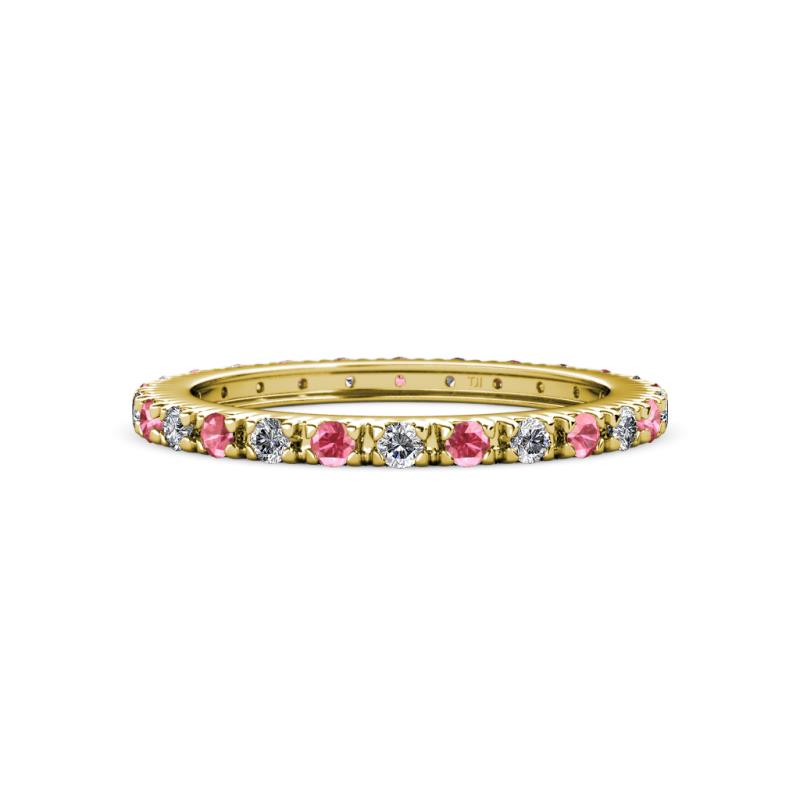 Gracie 2.00 mm Round Pink Tourmaline and Lab Grown Diamond Eternity Band 