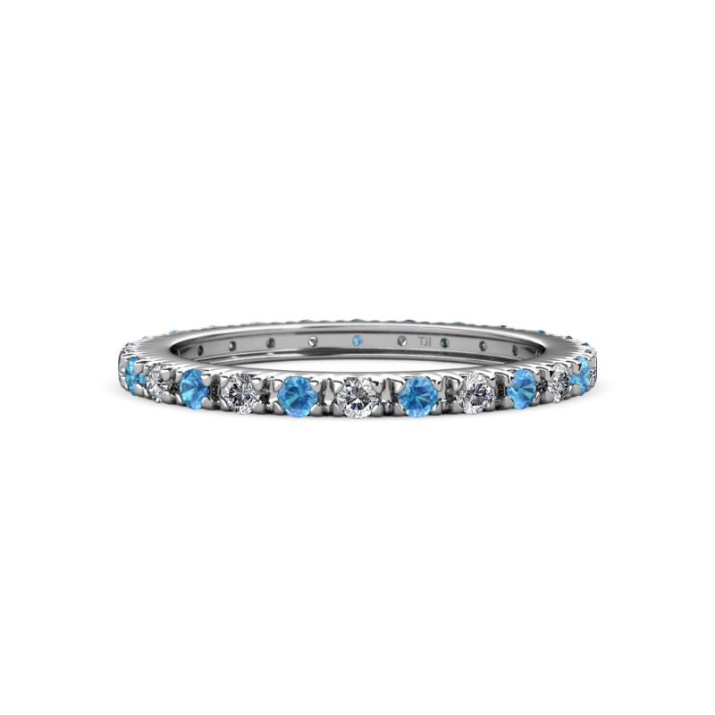 Gracie 2.00 mm Round Blue Topaz and Lab Grown Diamond Eternity Band 