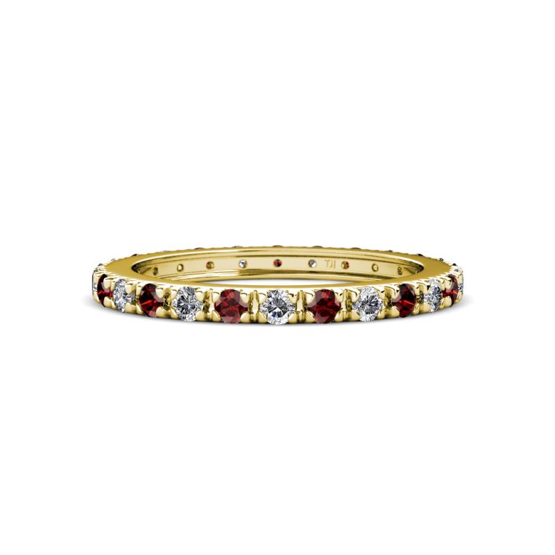 Gracie 2.30 mm Round Red Garnet and Lab Grown Diamond Eternity Band 