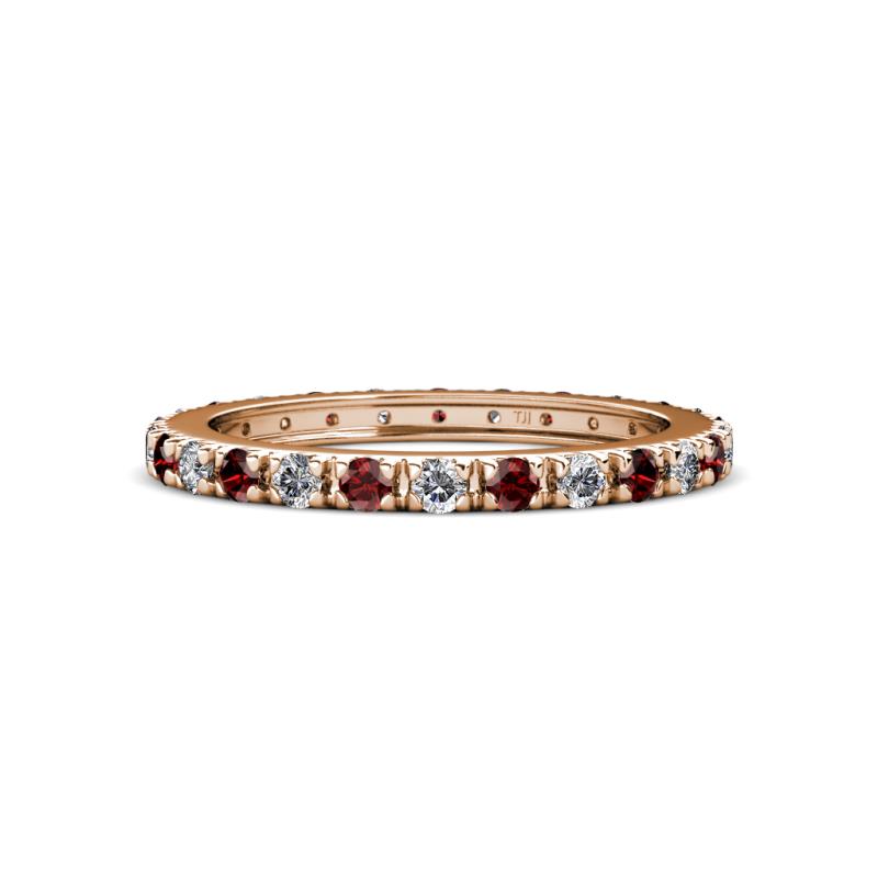 Gracie 2.30 mm Round Red Garnet and Lab Grown Diamond Eternity Band 