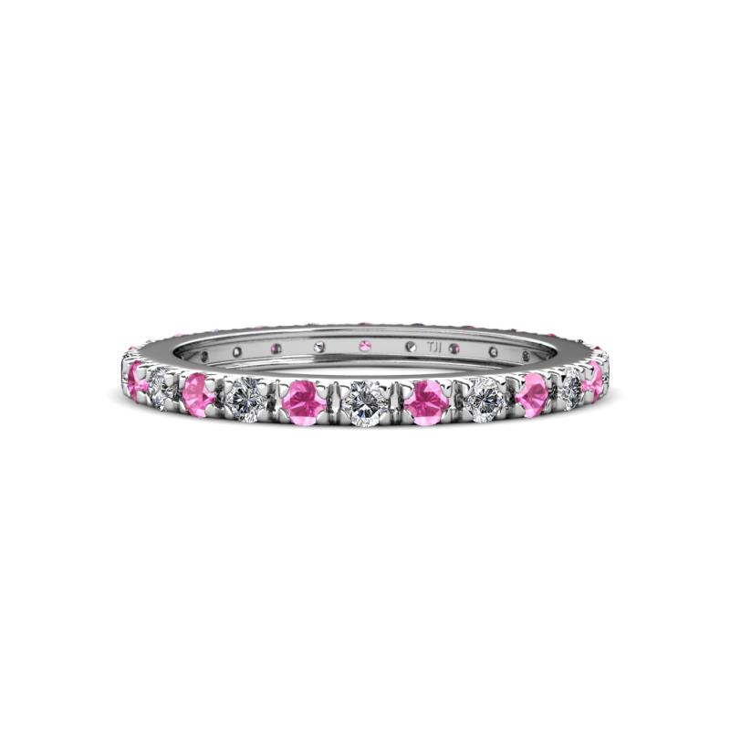 Gracie 2.30 mm Round Pink Sapphire and Lab Grown Diamond Eternity Band 