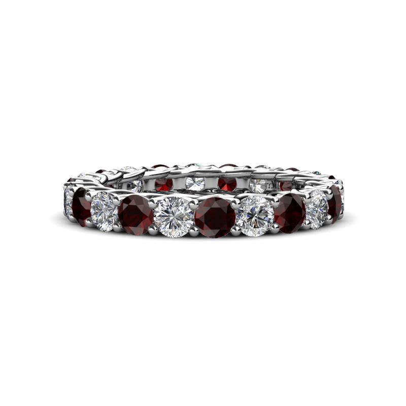 Lucida 3.40 mm Red Garnet and Lab Grown Diamond Eternity Band 