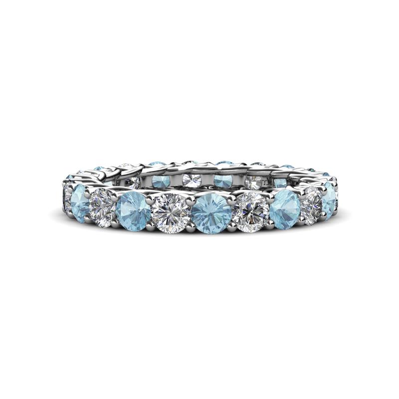 Lucida 3.40 mm Aquamarine and Lab Grown Diamond Eternity Band 