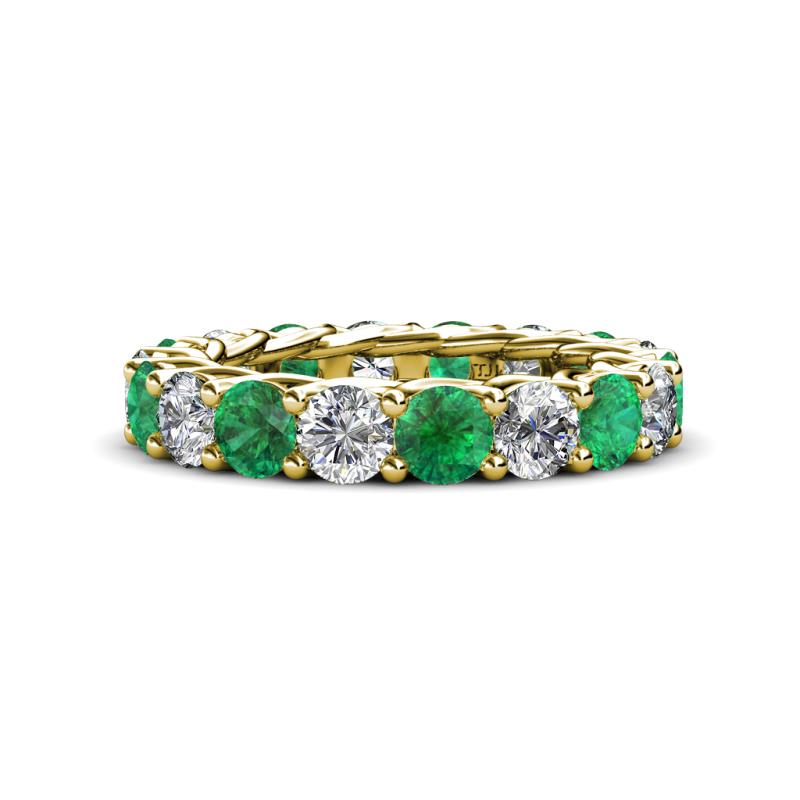 Lucida 4.00 mm Emerald and Lab Grown Diamond Eternity Band 