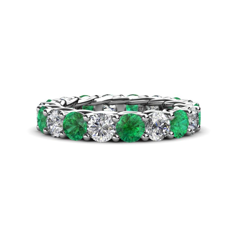 Lucida 4.00 mm Emerald and Lab Grown Diamond Eternity Band 