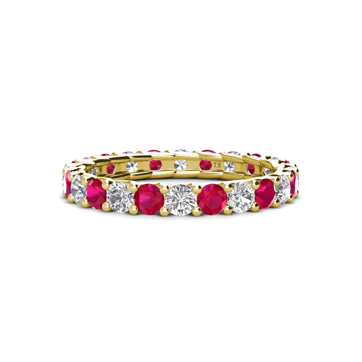 Laida 3.00 mm Ruby and Lab Grown Diamond Eternity Band 