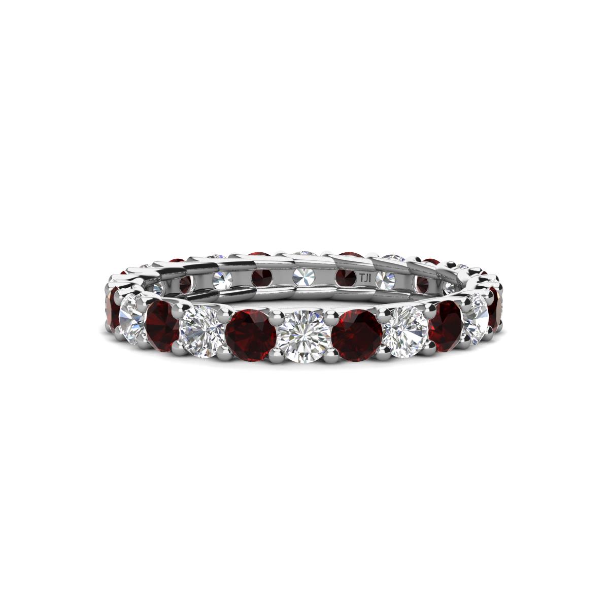 Laida 3.00 mm Red Garnet and Lab Grown Diamond Eternity Band 