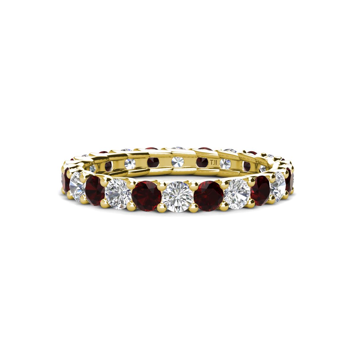 Laida 3.00 mm Red Garnet and Lab Grown Diamond Eternity Band 
