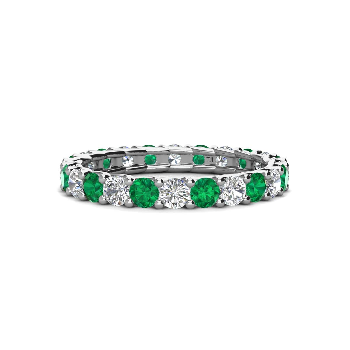 Laida 3.00 mm Emerald and Lab Grown Diamond Eternity Band 