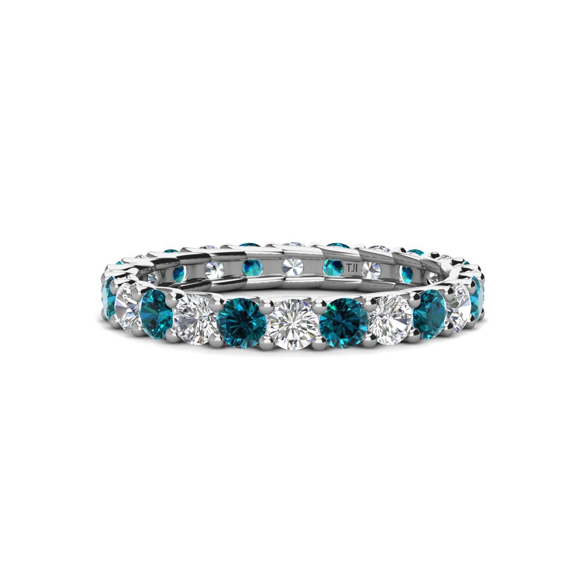 Laida 3.00 mm Blue Diamond and White Lab Grown Diamond Eternity Band 