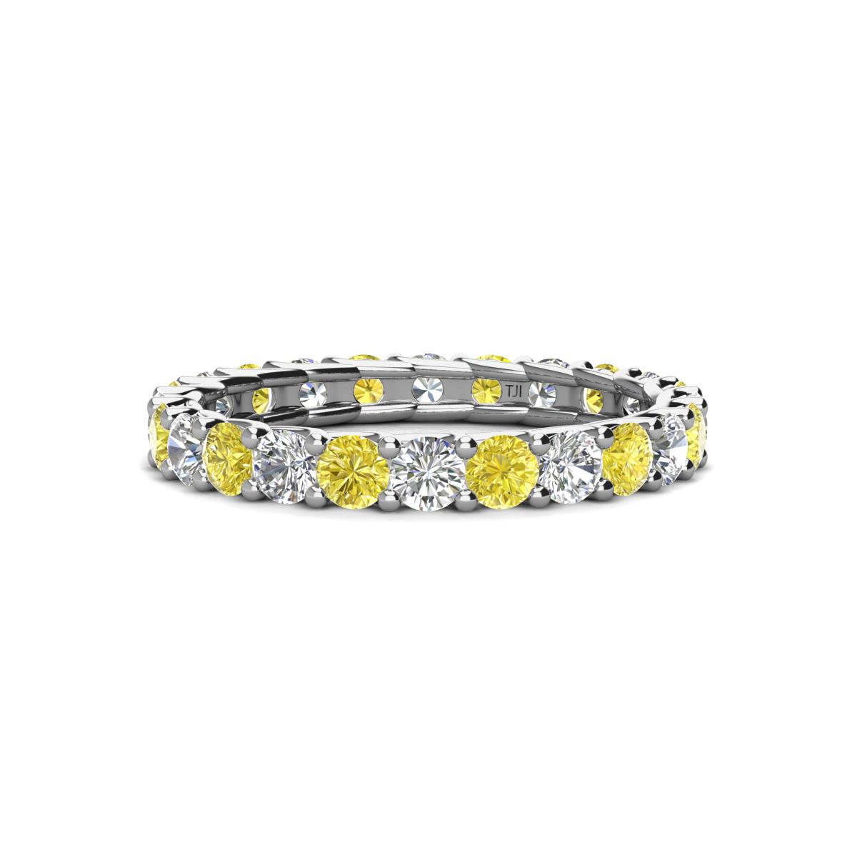 Laida 3.00 mm Yellow Diamond and White Lab Grown Diamond Eternity Band 