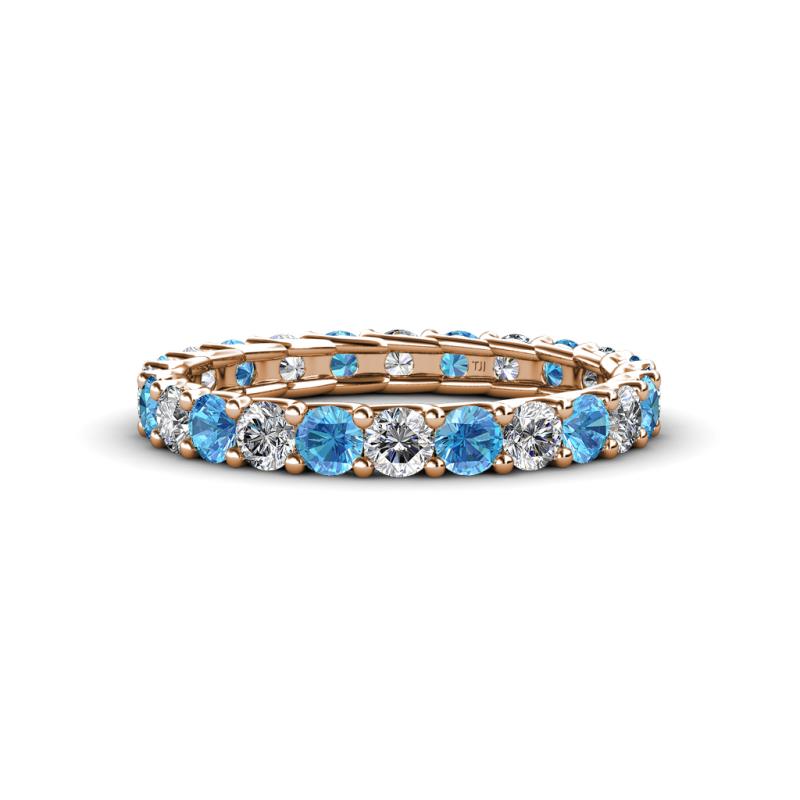 Laida 3.00 mm Blue Topaz and Lab Grown Diamond Eternity Band 
