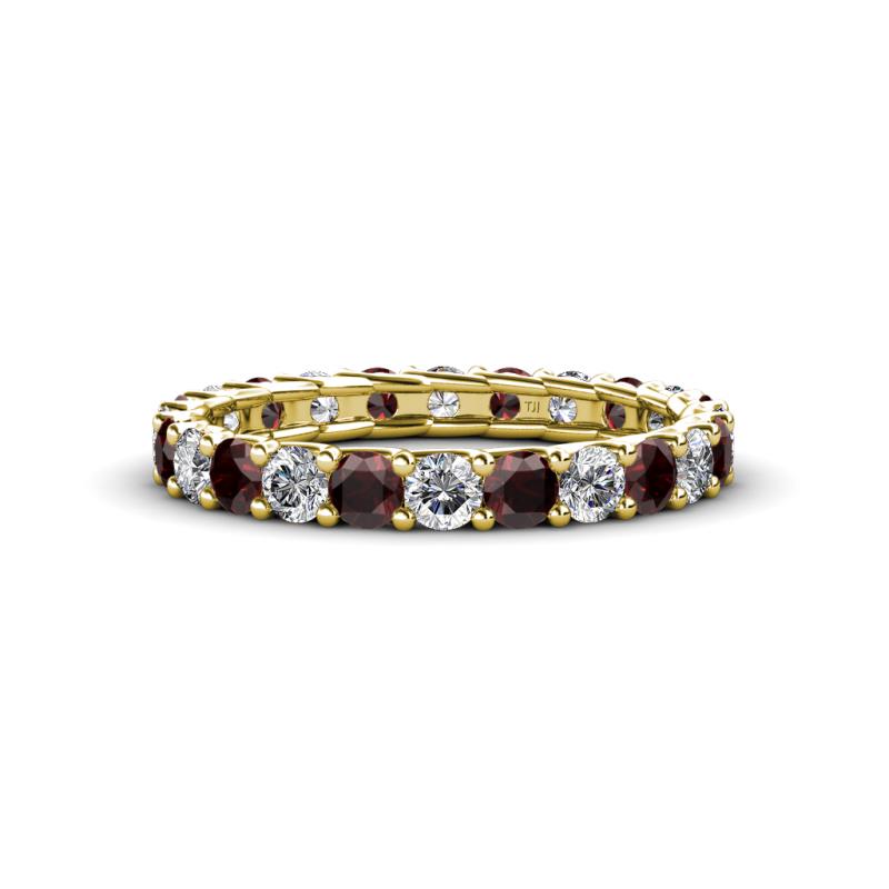 Laida 3.00 mm Red Garnet and Lab Grown Diamond Eternity Band 