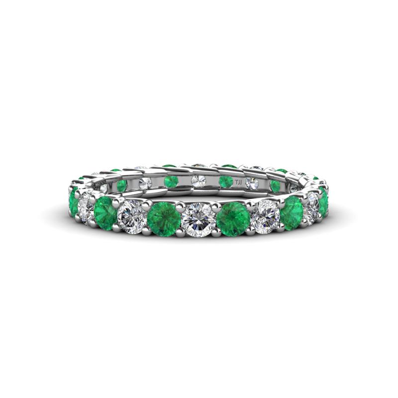 Laida 3.00 mm Emerald and Lab Grown Diamond Eternity Band 