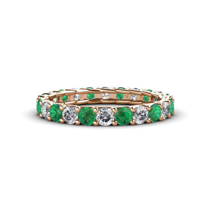 Laida 3.00 mm Emerald and Lab Grown Diamond Eternity Band 