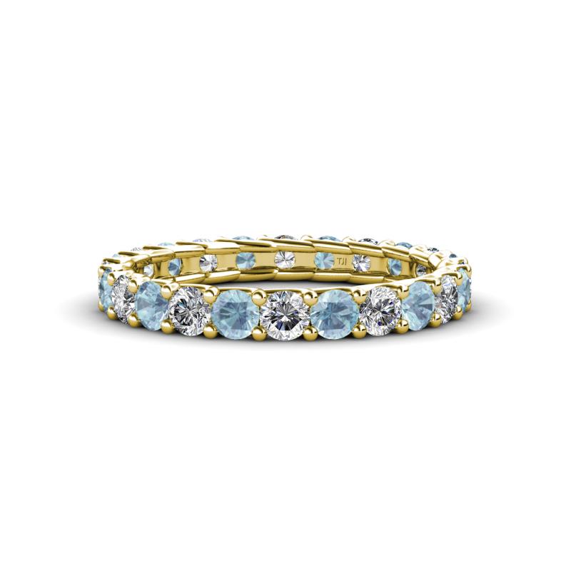 Laida 3.00 mm Aquamarine and Lab Grown Diamond Eternity Band 