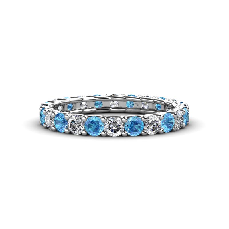 Laida 3.00 mm Blue Topaz and Lab Grown Diamond Eternity Band 