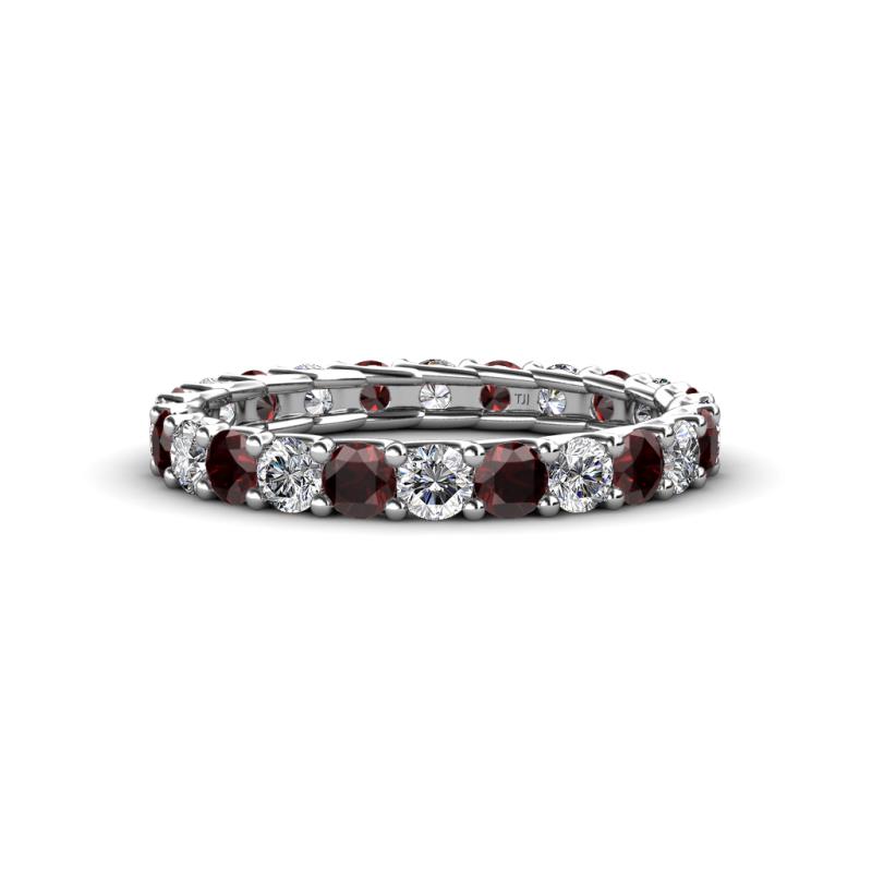 Laida 3.00 mm Red Garnet and Lab Grown Diamond Eternity Band 