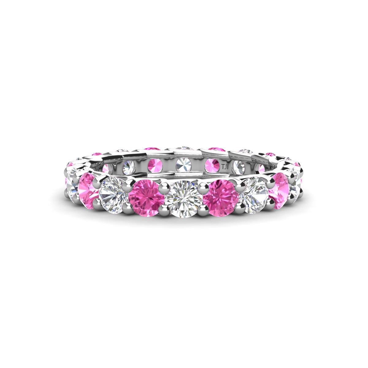 Laida 3.40 mm Pink Sapphire and Lab Grown Diamond Eternity Band 