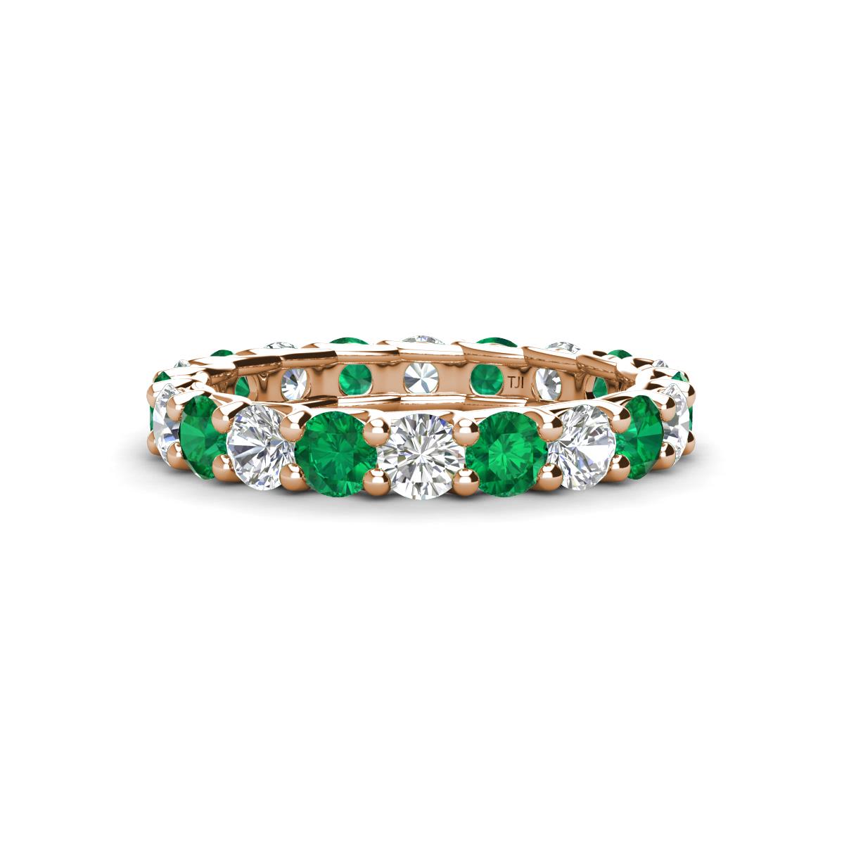 Laida 3.40 mm Emerald and Lab Grown Diamond Eternity Band 