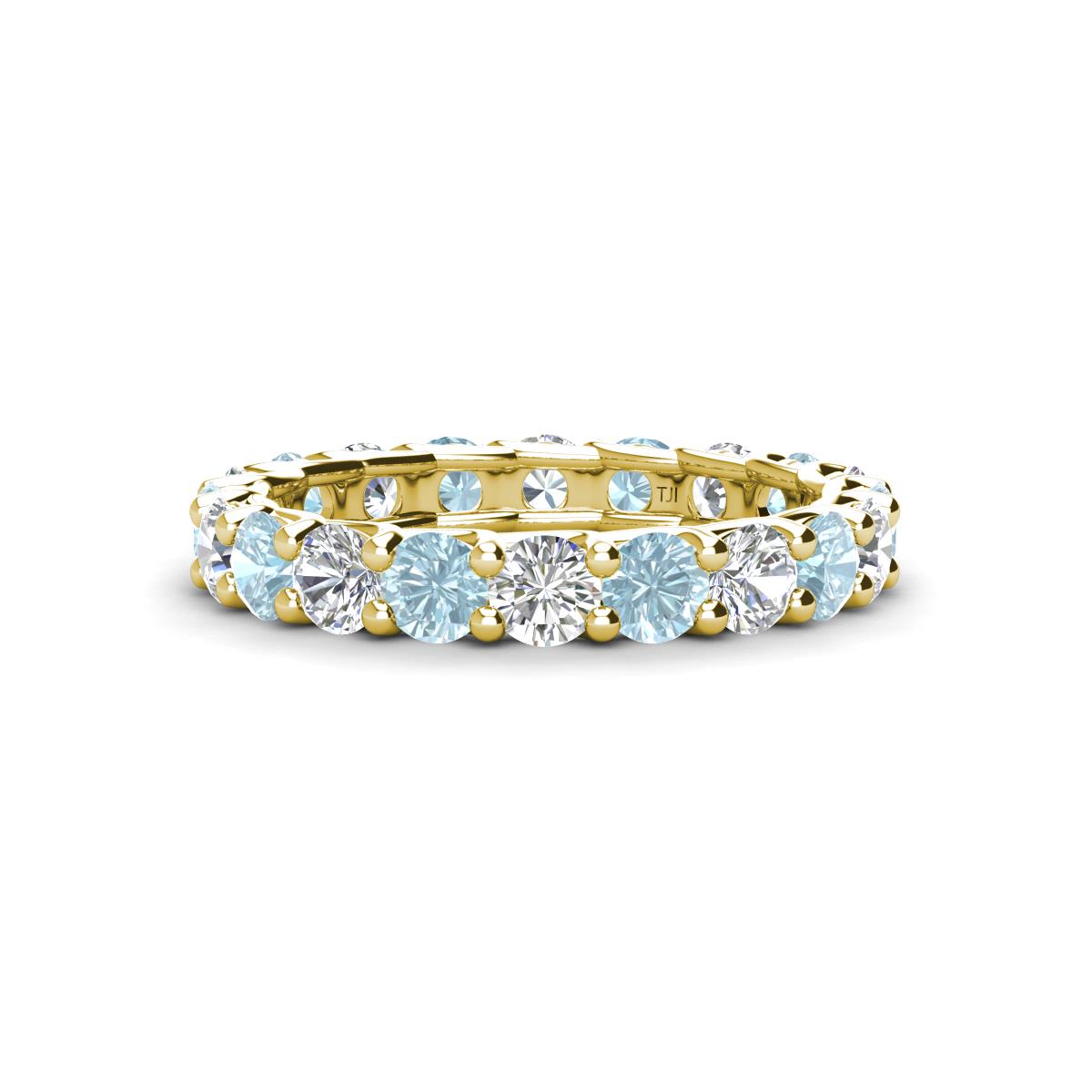 Laida 3.40 mm Aquamarine and Lab Grown Diamond Eternity Band 