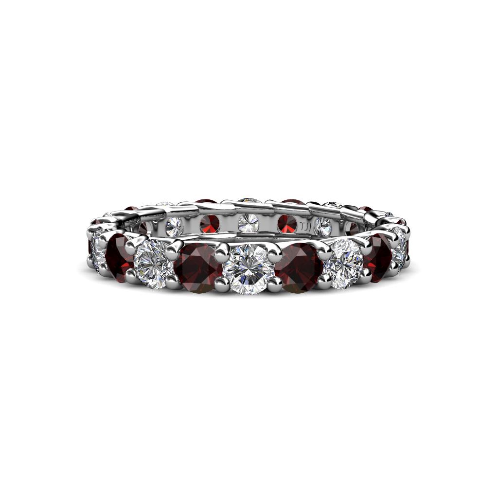 Laida 3.40 mm Red Garnet and Lab Grown Diamond Eternity Band 