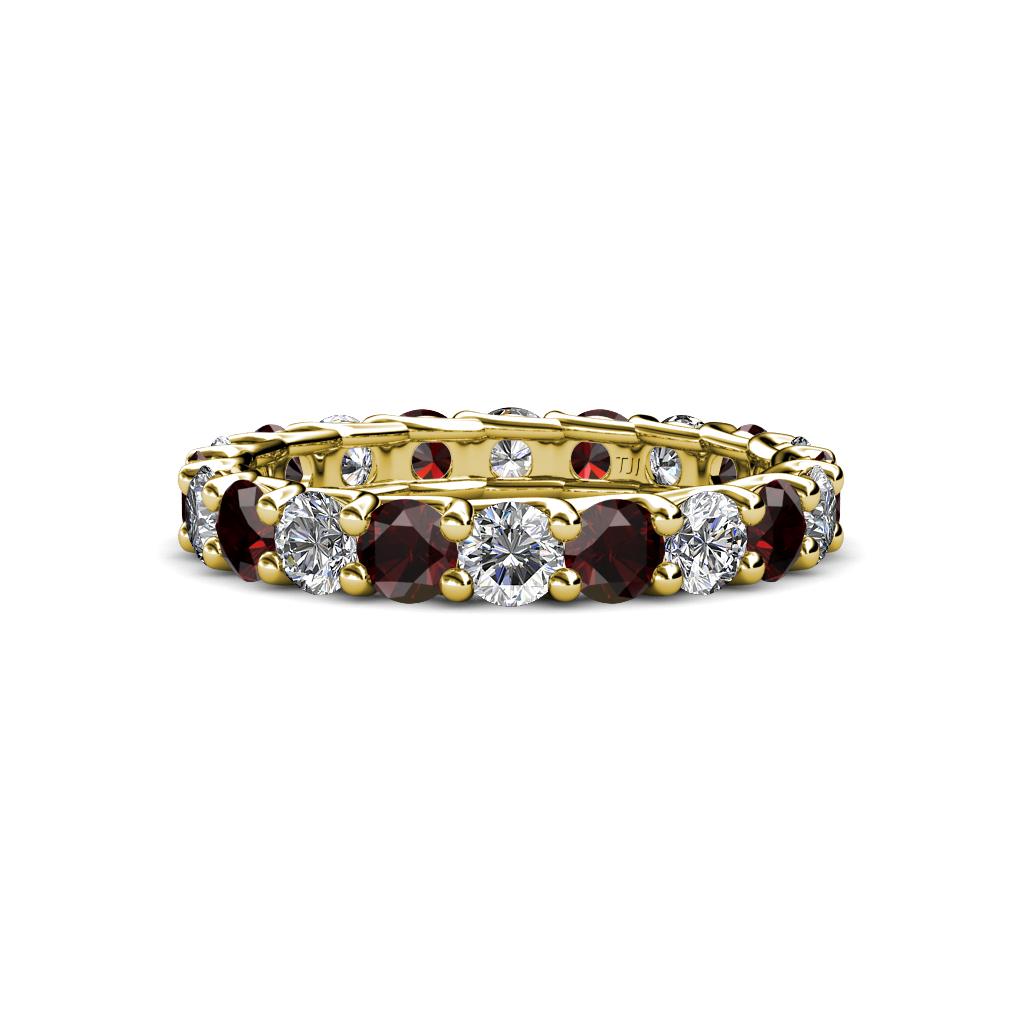 Laida 3.40 mm Red Garnet and Lab Grown Diamond Eternity Band 